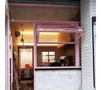 Fenêtre Pliable en Aluminium, Fenêtre Coulissante Double avec Cadre Inférieur, Fenêtre De Service avec Verrou, Fenêtre Coulissante en Verre Trempé pour Café(Pink,WxH 24x24in/61x61cm)
