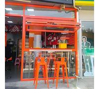 Fenêtre Pliable en Aluminium, Fenêtre Coulissante Double avec Cadre Inférieur, Fenêtre De Service avec Verrou, Fenêtre Coulissante en Verre Trempé pour Café(Orange,WxH 24x46in/61x117cm)