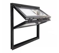 Fenêtre Pliante Coulissante Aluminium Modèle Battant Double Haut-bas Pour Service, Vitrine Café Food Truck Verre Trempé, Serrure Sécurisée, Taille Sur Mesure(WxH 20x36in/50.8x91.4cm)