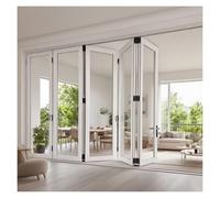 Fenêtre pliante en aluminium avec verre trempé, barrière de séparation rétractable à deux volets, panneaux personnalisables pour un usage commercial/domestique (140 x 180 cm)