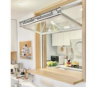 Fenêtre pliante vers le haut pour les maisons et les entreprises Porte de service en verre trempé avec poignée pour les magasins de proximité et les cafés, taille personnalisée (79 x 61 cm)