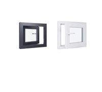 Fenêtre PVC - 600x500 mm -Triple Vitrage - Bicolore blanc int/anthracite ext-poignée à gauche