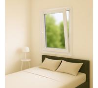 Fenêtre PVC blanc 1 vantail dimensions tableau H 125 x L 80 cm tirant droit oscillo battant pour pose en neuf - GEFRADIS - fabrication française