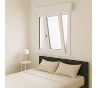 Fenêtre PVC blanc 2 vantaux avec volet roulant à manivelle dimensions tableau H 125 x L 100 cm pour pose en neuf - GEFRADIS - fabrication française