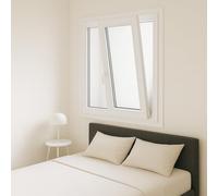 Fenêtre PVC blanc 2 vantaux dimensions hors tout H 96 x L 126 cm oscillo battant pour pose rénovation - GEFRADIS - fabrication française