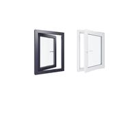 Fenêtre PVC - LxH 700x900 mm -Triple Vitrage - Bicolore blanc int/anthracite ext-poignée à gauche