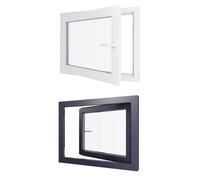 Fenêtre PVC - LxH 900x800 mm -Triple Vitrage - Bicolore blanc int/anthracite ext-poignée à droite