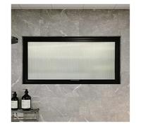 Fenêtre Rectangulaire en Verre Trempé,Fenêtre Coulissante Rotative à 360°,avec Poignée,pour Salle de Bain Cuisine Salon.(Nero,60 x 40 cm)