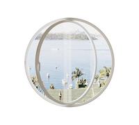 Fenêtre Ronde En Alliage D'aluminium, Pivotante À 360 Degrés Avec Poignées, Décoration Artistique Rétro, Fenêtre De Hangar Avec Verre Trempé De 5 Mm D'épaisseur(White,90cm)
