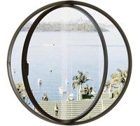 Fenêtre Ronde en Alliage d'aluminium, pivotante à 360 degrés avec poignées, Style rétro, avec Verre trempé de 5 mm d'épaisseur (Noir, 80 cm/31,5 po)