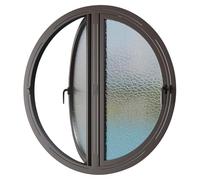Fenêtre ronde en verre encastrée - Vitrine pivotante en aluminium noir pour une installation facile | Fenêtre d'aération de cuisine et d'intérieur (73,6 cm de diamètre)