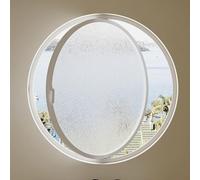 Fenêtre Ronde en Verre Trempé, Fenêtre À Battant Pivotante À 360° Avec Poignées, Fenêtres En Verre Trempé Rotatives Et Ventilées pour La Salle De Bain Et La Cuisin(White+Rippled Glass,100cm)