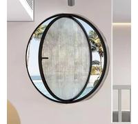 Fenêtre Ronde en Verre Trempé, Fenêtre Coulissante Fenêtres De Hangar Rondes Rotatives À 360°, Hublot Rond en Alliage D'aluminium pour Salle De Bain, Chambre Et Salon(Black,80cm/31.3in)