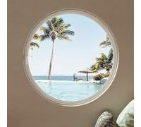 Fenêtre Ronde en Verre Trempé, Fenêtre Coulissante Fenêtres De Hangar Rondes Rotatives À 360°, Hublot Rond en Alliage D'aluminium pour Salle De Bain, Chambre Et Salon(White+Transparent,85cm/33in)