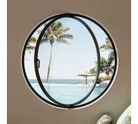 Fenêtre Ronde en Verre Trempé, Fenêtre Coulissante Fenêtres De Hangar Rondes Rotatives À 360°, Hublot Rond en Alliage D'aluminium pour Salle De Bain, Chambre Et Salon(Black+Transparent,75cm/29.5in)