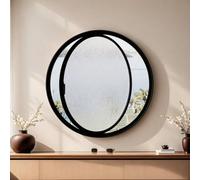 Fenêtre Ronde en Verre trempé, hublot pivotant à 360° avec Cadre en Aluminium, fenêtres de Ventilation de Remplacement pour Salle de Bain, Salon, Cuisine(Water Ripple Black,70cm/27.5in)