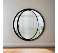 Fenêtre Ronde en Verre trempé, hublot pivotant à 360° avec Cadre en Aluminium, fenêtres de Ventilation de Remplacement pour Salle de Bain, Salon, Cuisine(Printed Black,70cm/27.5in)