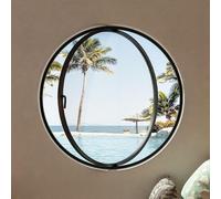 Fenêtre Ronde en Verre trempé, pivotante à 360°, hublot à Ouverture Ronde, en Alliage d'aluminium, Montage encastré, pour Salle de Bain, Chambre et Salon (Noir-C, 70 cm)