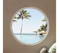 Fenêtre Ronde en Verre trempé, pivotante à 360°, hublot à Ouverture Ronde, en Alliage d'aluminium, Montage encastré, pour Salle de Bain, Chambre, Salon (Blanc-C, 40 cm)