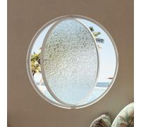 Fenêtre Ronde en Verre trempé, pivotante à 360°, hublot à Ouverture Ronde, en Alliage d'aluminium, Montage encastré, pour Salle de Bain, Chambre et Salon (Blanc, 80 cm)