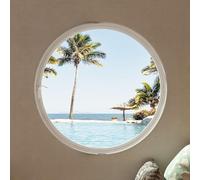 Fenêtre Ronde en Verre trempé, pivotante à 360°, hublot à Ouverture Ronde, en Alliage d'aluminium, Montage encastré, pour Salle de Bain, Chambre, Salon (Blanc-C, 50 cm)