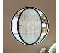 Fenêtre Ronde en Verre trempé, pivotante à 360°, hublot à Ouverture Ronde, en Alliage d'aluminium, Montage encastré, pour Salle de Bain, Chambre et Salon (Noir-B, 70 cm)