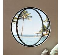 Fenêtre Ronde en Verre trempé, pivotante à 360°, hublot à Ouverture Ronde, en Alliage d'aluminium, Montage encastré, pour Salle de Bain, Chambre et Salon (Noir-C, 40 cm)