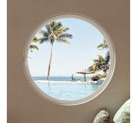 Fenêtre ronde encastrable rotative à 360° - Hublot en verre trempé de 69,8 cm avec poignées pour salle de bain, maison, cave, sortie - et design blanc élégant