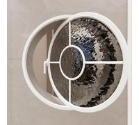 Fenêtre Ronde pivotante à 360° en Verre trempé, hublot pivotant à 360° avec Cadre en Aluminium, fenêtres de Ventilation Remplacement pour Salle de Bain, Salon, Cuisine(Printed White,70cm/27.5in)