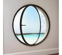 Fenêtre Ronde pivotante à 360°, fenêtre à battant pivotante, fenêtre Ronde en Verre Transparent de Remplacement avec poignée pour Salle de Bain, Salon Chambre, Cuisine(Nero,60cm/23.6in)