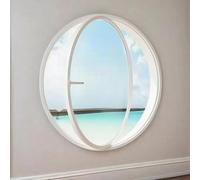 Fenêtre Ronde pivotante à 360°, fenêtre à battant pivotante, fenêtre Ronde en Verre Transparent de Remplacement avec poignée pour Salle de Bain, Salon Chambre, Cuisine(Wit,60cm/23.6in)