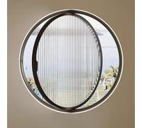 Fenêtre Ronde pivotante à 360°, hublot en Verre trempé avec Cadre en Aluminium, fenêtres de Ventilation de Remplacement pour Salle de Bain, Salon, Cuisine(Printed Black,90cm/35.4in)