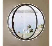Fenêtre Ronde pivotante à 360°, hublot en Verre trempé avec Cadre en Aluminium, fenêtres de Ventilation de Remplacement pour Salle de Bain, Salon, Cuisine(Nero,90cm/35.4in)