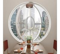 Fenêtre Ronde pivotante à 360°, Verre trempé battant pivotant en Aluminium avec poignée, fenêtres de Ventilation de Remplacement pour Salle de Bain, Cuisine(Wit,70cm/27.5in)