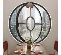 Fenêtre Ronde pivotante à 360°, Verre trempé battant pivotant en Aluminium avec poignée, fenêtres de Ventilation de Remplacement pour Salle de Bain, Cuisine(Nero,70cm/27.5in)