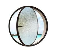 Fenêtre ronde pivotante en verre, hublot encastré pour abri de jardin avec verre trempé et pivot en aluminium, fenêtre coulissante avec poignée, décoration intérieure(Black,80CM/31.5in)
