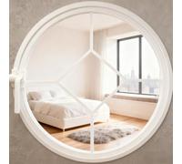 Fenêtre Ronde Rotative À 360°,Fenêtre À Battant En Alliage D'aluminium,Fenêtre Décorative En Verre,FenêTre Coulissante,Hublot Pivotant,Fenêtre Décorative De Ventilation(White,100cm/39.4in)