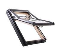 Fenêtre toit avec ouverture par projection, Bois, Ropal made by Roto, R4/7 Plus, 54x78 cm, couleur intérieur Pin, couleur extérieur similaire gris anthracite