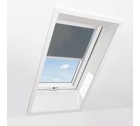 Fenêtre toit store transparent gris foncé, PVC, Roto R4/7, 55x78 cm, int. Blanc, ext. gris signalisation