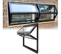 Fenêtre verticale pliable en aluminium de 121,9 x 61 cm avec verrou de sécurité, idéale pour les supports de concession, ventilation de la maison, accès facile et design élégant