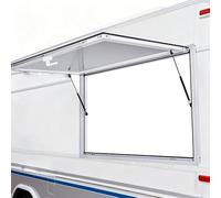 Fenetre Vitrine de Service en Alliage D'aluminium pour Food Truck, Vitrine Coulissante pour Stand dde Restauration avec Poignée et Tige de Support, Vitrine de Service(38x14in/95x35cm)