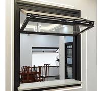 Fenêtres à Guillotine Double en Aluminium avec Verre trempé, fenêtres métalliques pour concessions, fenêtres de Service à enroulement, fenêtres coulissantes Pliables(Black-H*W,40x16in/102x41cm)