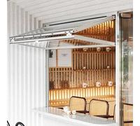 Fenêtres à Guillotine Double en Aluminium avec Verre trempé, fenêtres métalliques pour concessions, fenêtres de Service à enroulement, fenêtres coulissantes Pliables(White-H*W,28x36in/71x91cm)
