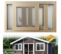 Fenêtres Coulissantes En Aluminium, 30 40 50 60 70 80 90 100 110 120cm Avec Moustiquaire Amovible Pour Abri De Jardin, Poulailler, Cabane Jeux, Garage Et Grange(Champagne,74x20cm)
