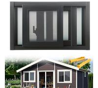 Fenêtres Coulissantes En Aluminium, 30 40 50 60 70 80 90 100 110 120cm Avec Moustiquaire Amovible Pour Abri De Jardin, Poulailler, Cabane Jeux, Garage Et Grange(Dark gray,80x35cm)
