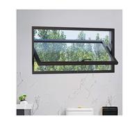 Fenêtres coulissantes rectangulaires rotatives à 360°, fenêtres de ventilation encastrées avec poignées et verre trempé pour salle de bain et bureau(Black-tou,27x14in/68x35cm)