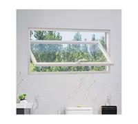 Fenêtres coulissantes rectangulaires rotatives à 360°, fenêtres de ventilation encastrées avec poignées et verre trempé pour salle de bain et bureau(White-tou,34x22in/85x55cm)