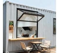 Fenêtres de service de chariot de nourriture en alliage d'aluminium pour cuisines extérieures, design pliable et de remplacement pour un usage domestique