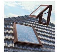 Fenêtres de Toit pour Toit de Maison, Sous-Sol, 50 60 70 80 90 100cm Puits de Lumière pour Toit Plat ou Incliné，Fenêtre de Sortie de Secours en Verre Trempé, Marron, L*W 78x98cm