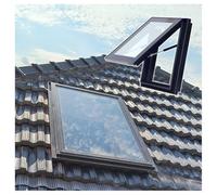 Fenêtres de Toit pour Toit de Maison, Sous-Sol, 50 60 70 80 90 100cm Puits de Lumière pour Toit Plat ou Incliné，Fenêtre de Sortie de Secours en Verre Trempé, Gris, L*W 60x65cm